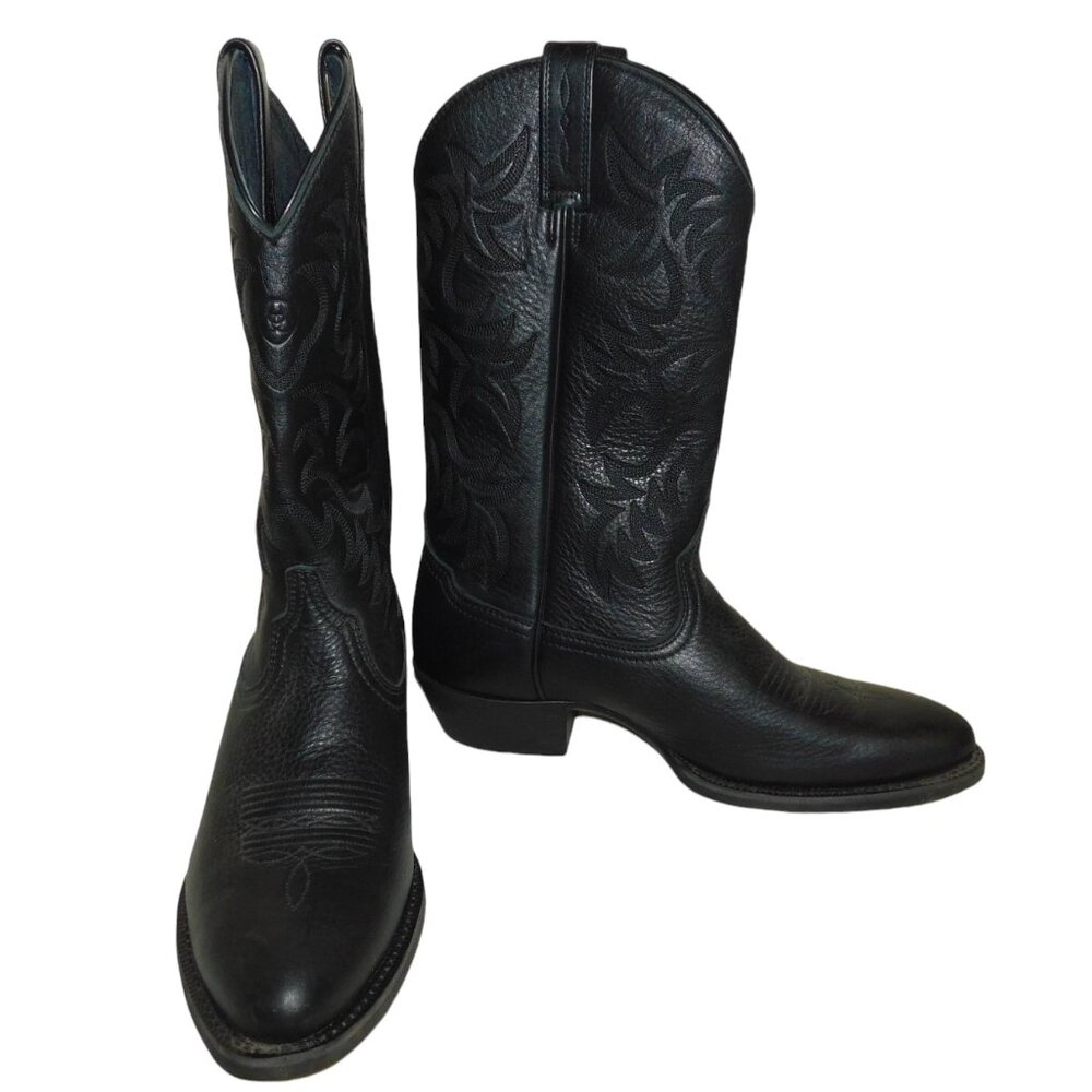 Ariat Men's Black Deertan Heritage R Toe Western Boots 10002218 Size 10.5B